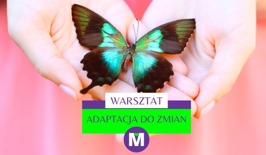 grafika z motylem w dłoniach symbolizująca warsztat systemowej integracji JA: NARODZINY. Przejście do życia. Adaptacja do zmian